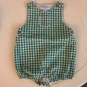 Green Gingham Janie and Jack bubble romper 6/12mth